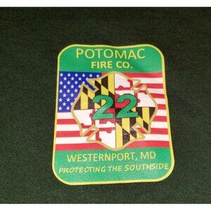 RESCUE SQUAD 22 WESTERNPORT, MARYLAND medium green 2 sided shirt preowned....B6
